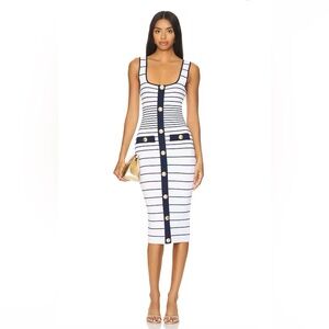 NWT Retrofete Lyle Knit navy and white midi dress